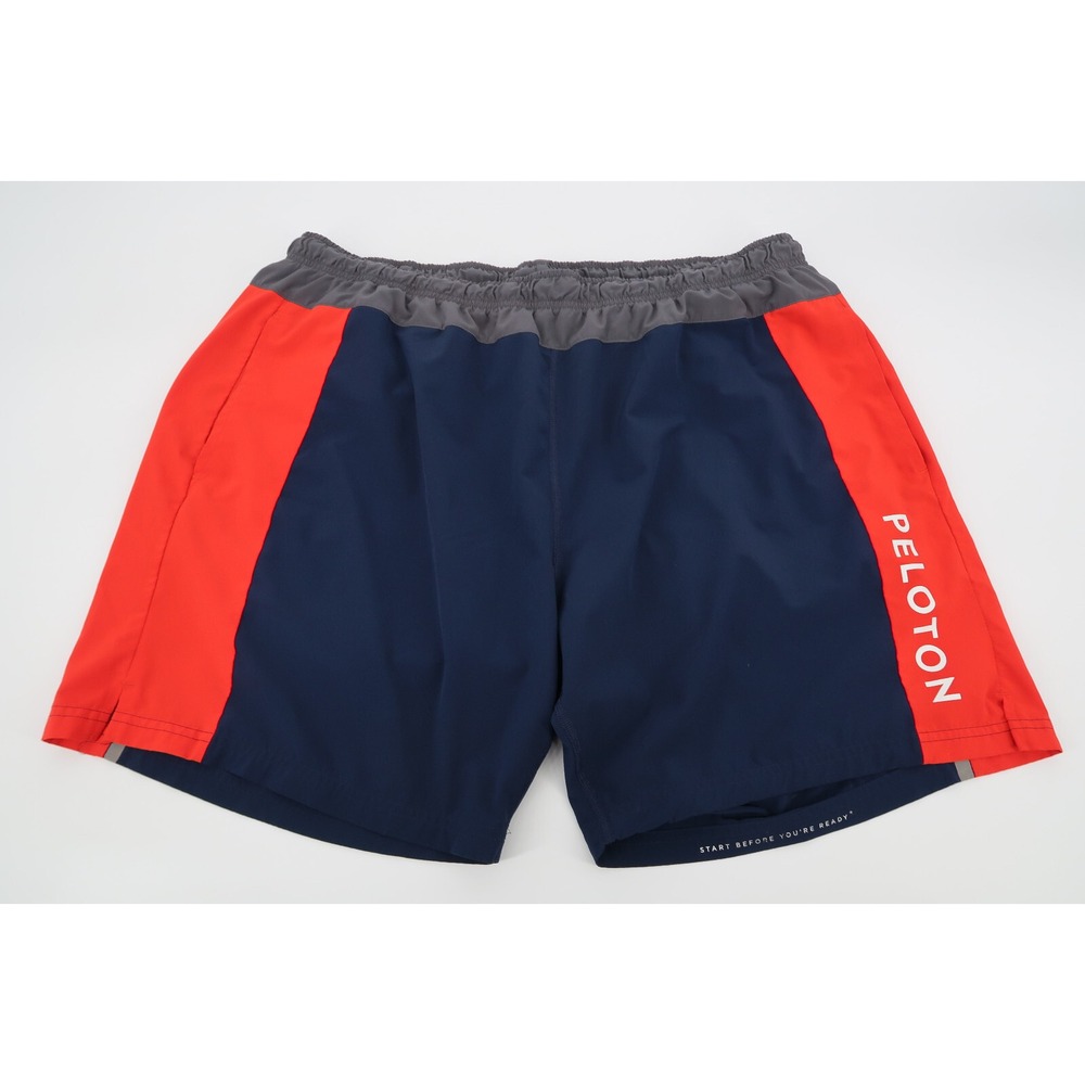Fourlaps x Peloton Bolt Shorts Men's XXL Red Navy Lined Gym Running 7" Inseam‎